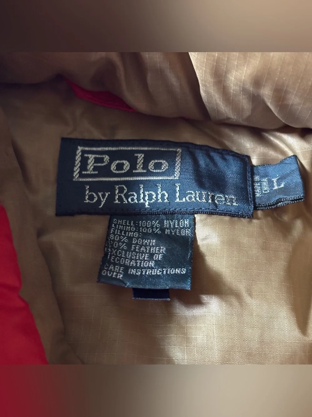 Polo Ralph Lauren Vest Mens Sz L Puffer Down Red Bubble Jacket RARE VINTAGE 90s